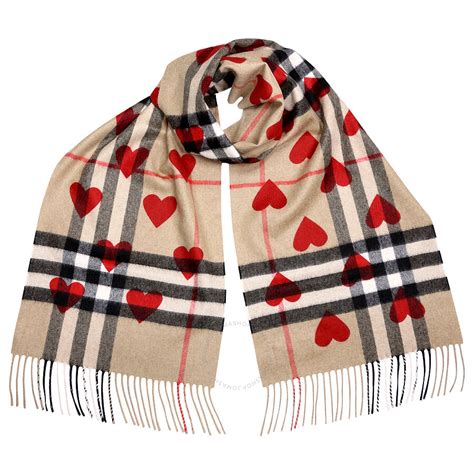 burberry classic cashmere scarf in check and hearts